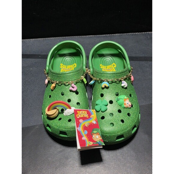 ? New CROCS Lucky Charms Clasic Clog Cereal Kelly Green Size Men’s 11 Jibbitz main image 12